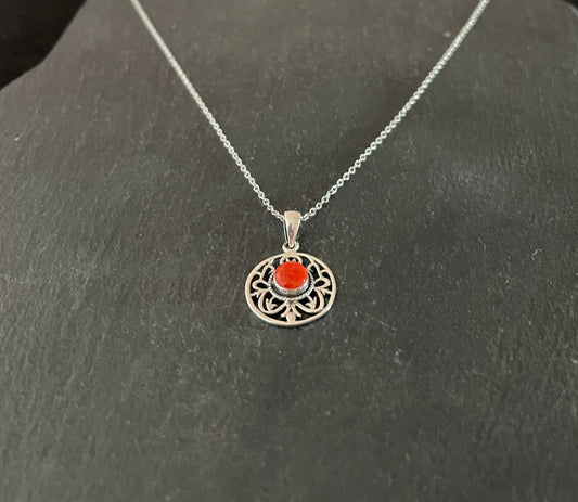 Round Coral Pendant image 1