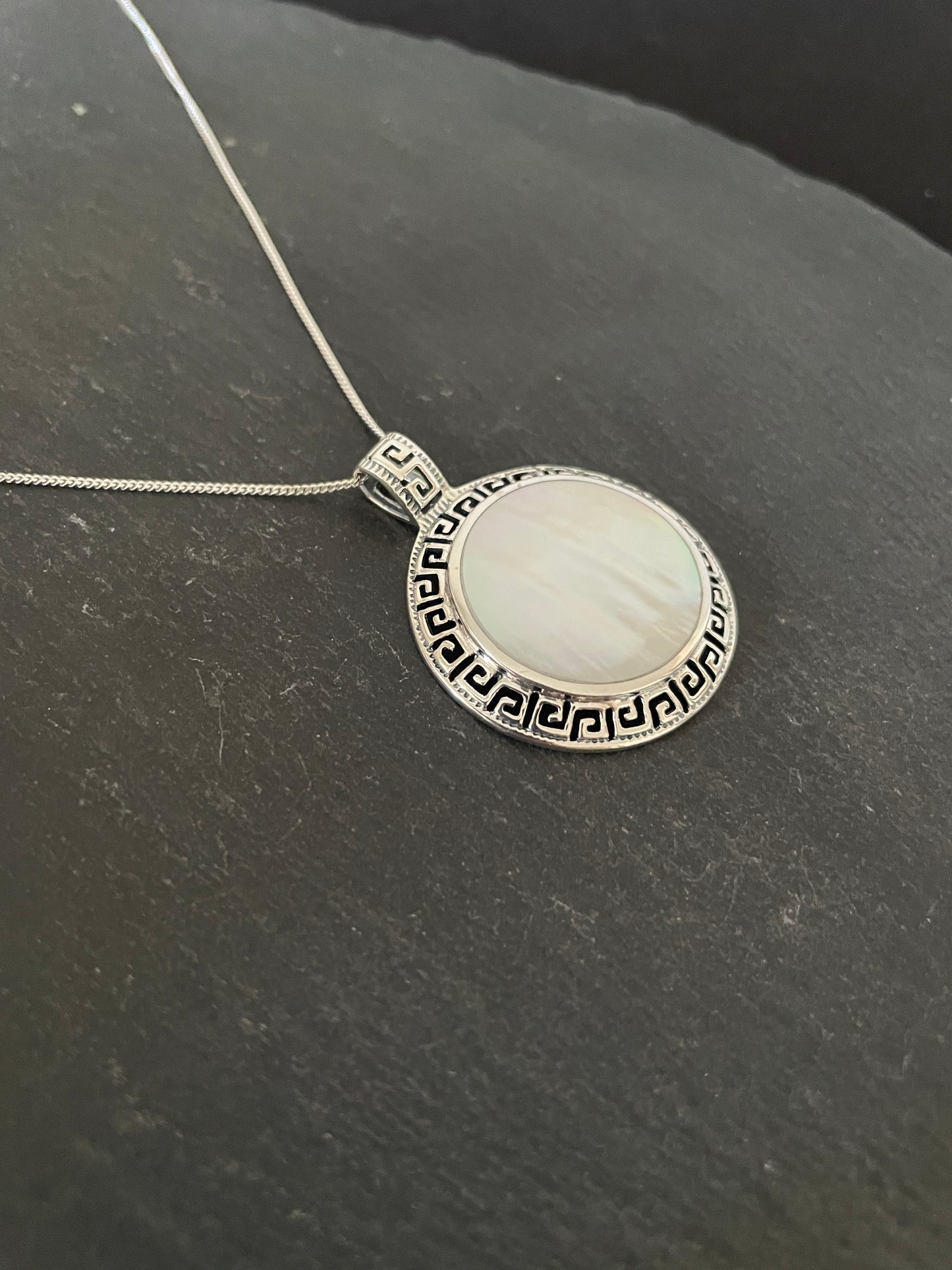 Round Mother of Pearl and Silver Pendant image 2