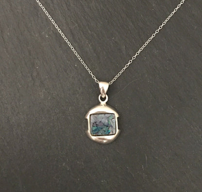 Mosaic Opal and Silver Rectangle Pendant image 0