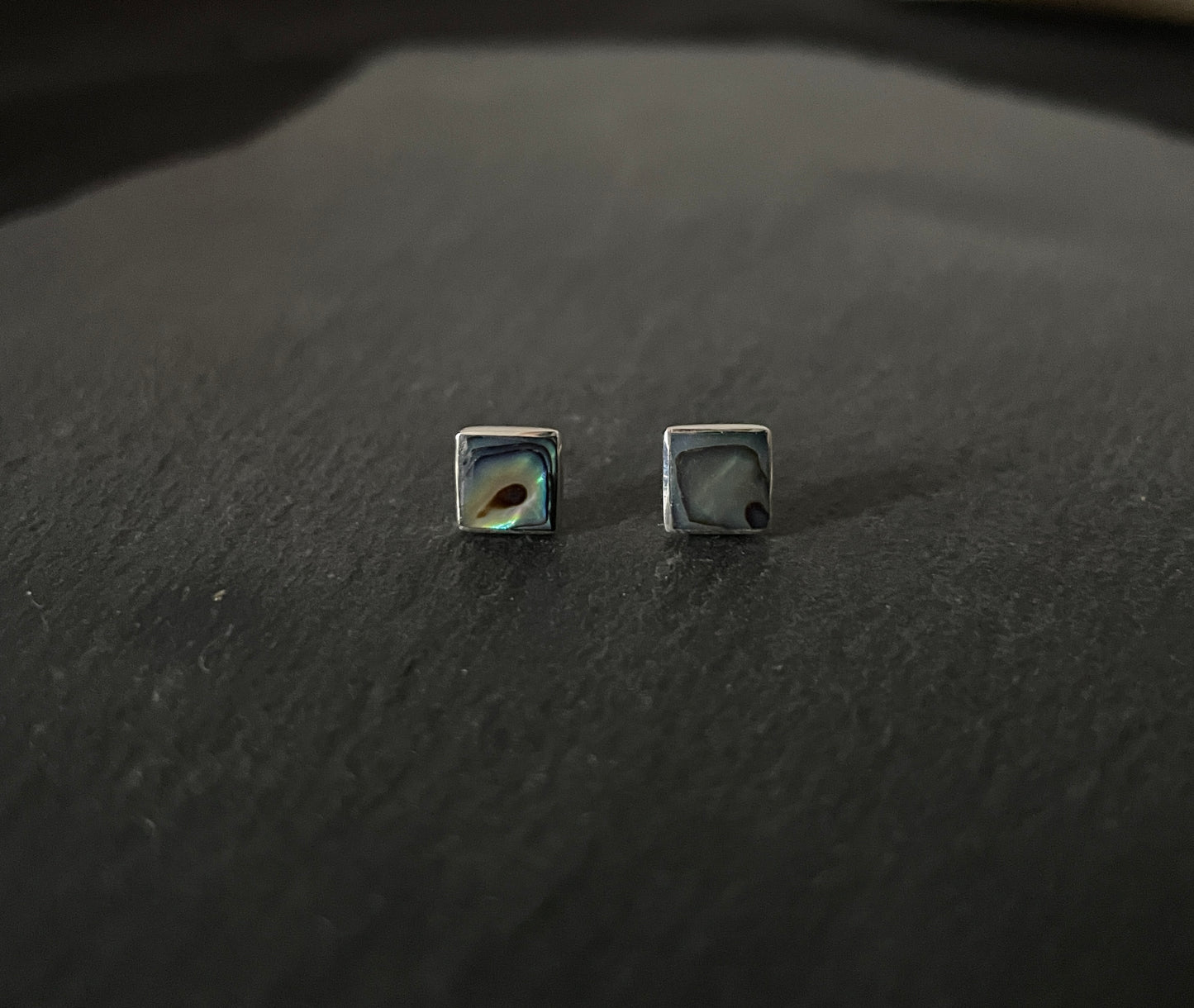 Paua Shell and Silver Square Studs image 0