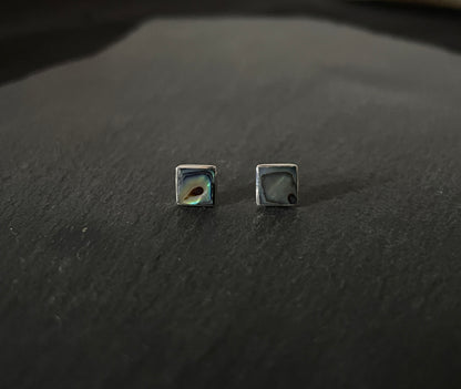 Paua Shell and Silver Square Studs image 0
