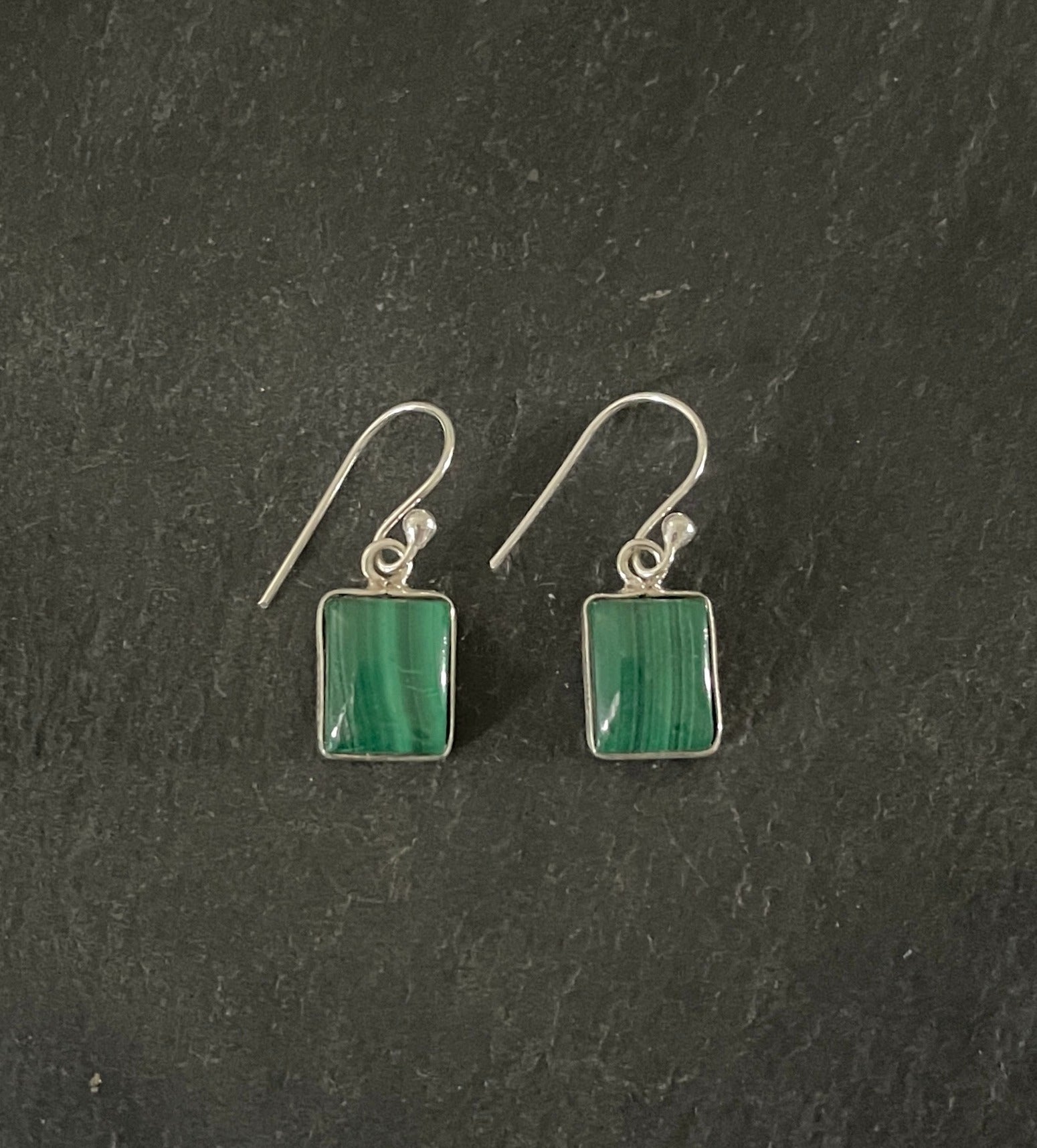 Malachite Rectangle Earrings image 0