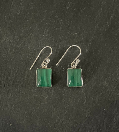 Malachite Rectangle Earrings image 0