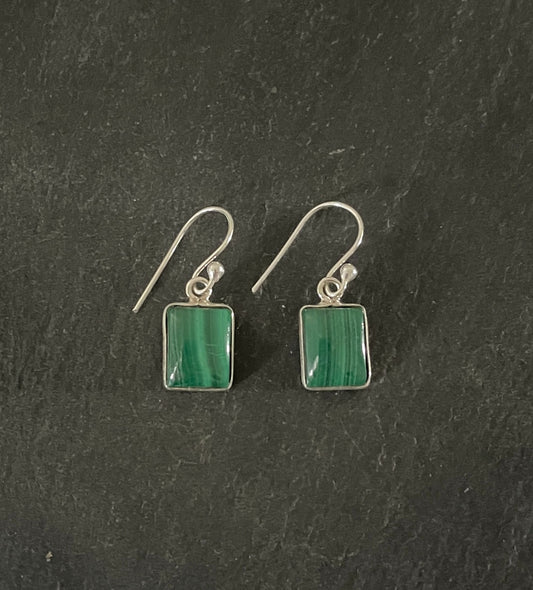Malachite Rectangle Earrings image 0