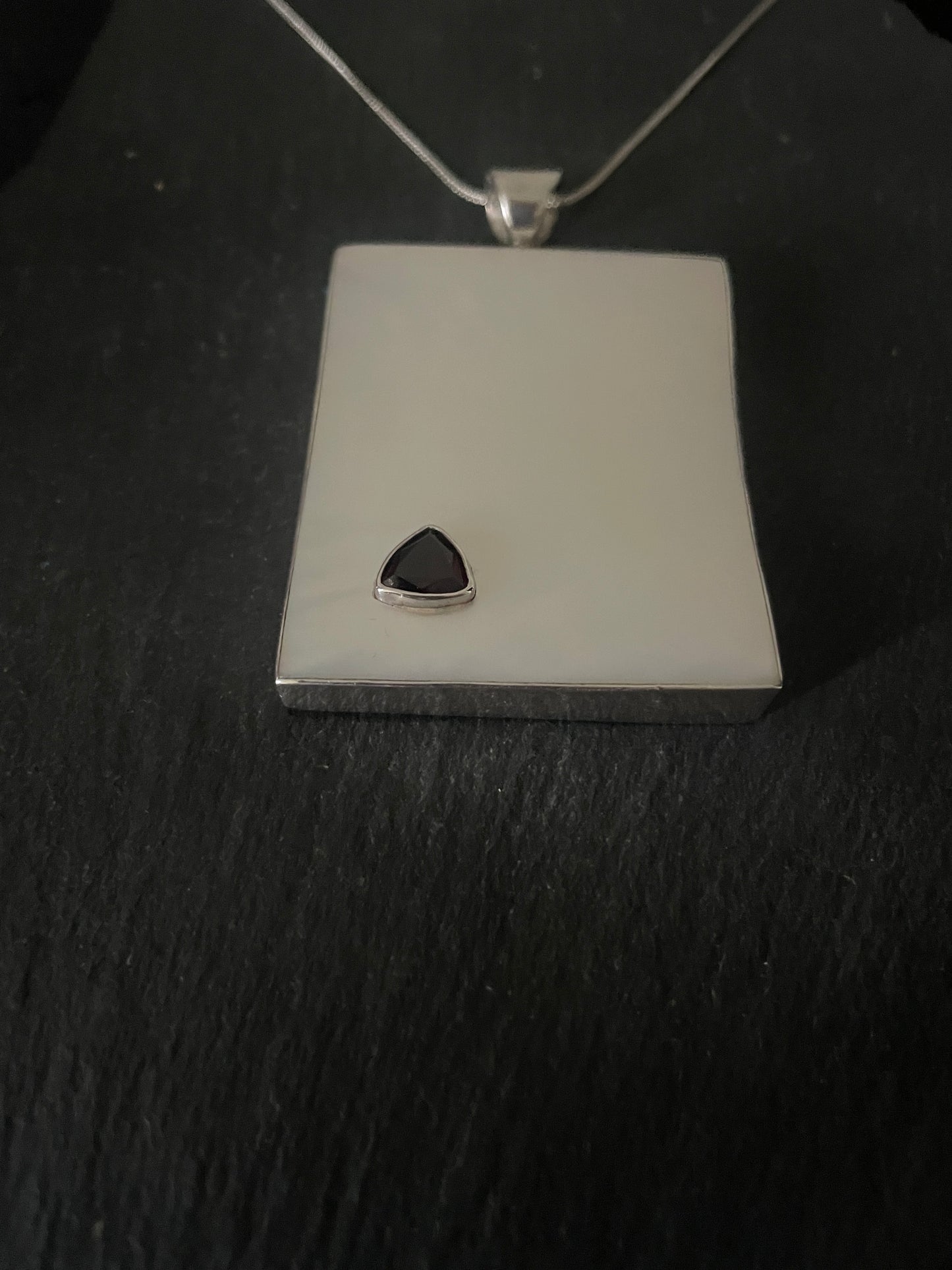 Garnet and Mother of Pearl Rectangle Pendant image 2