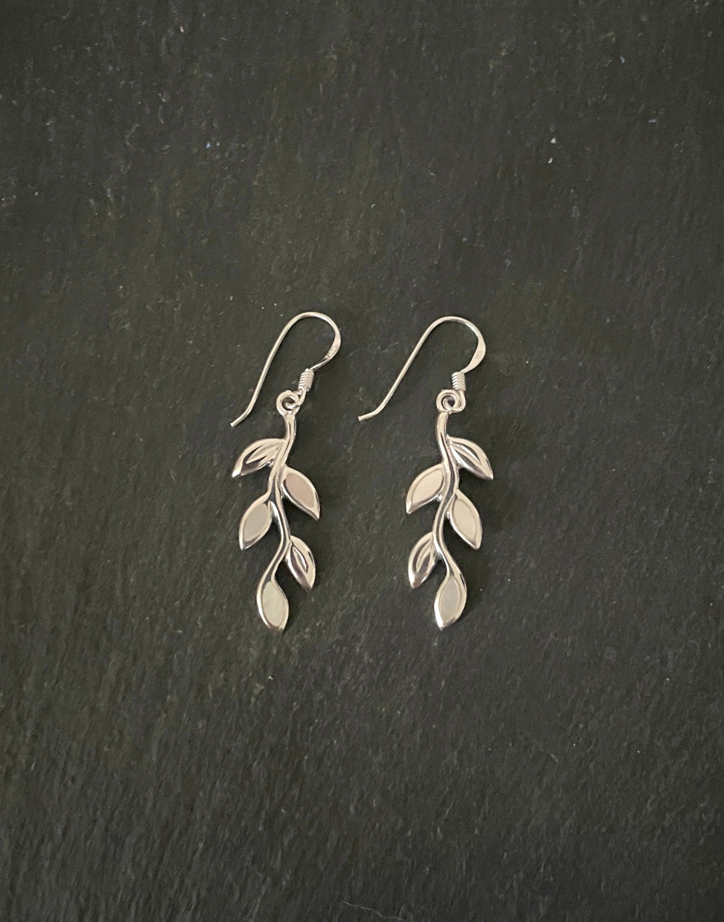 Mother Of Pearl and Silver Leaf Earrings image 0