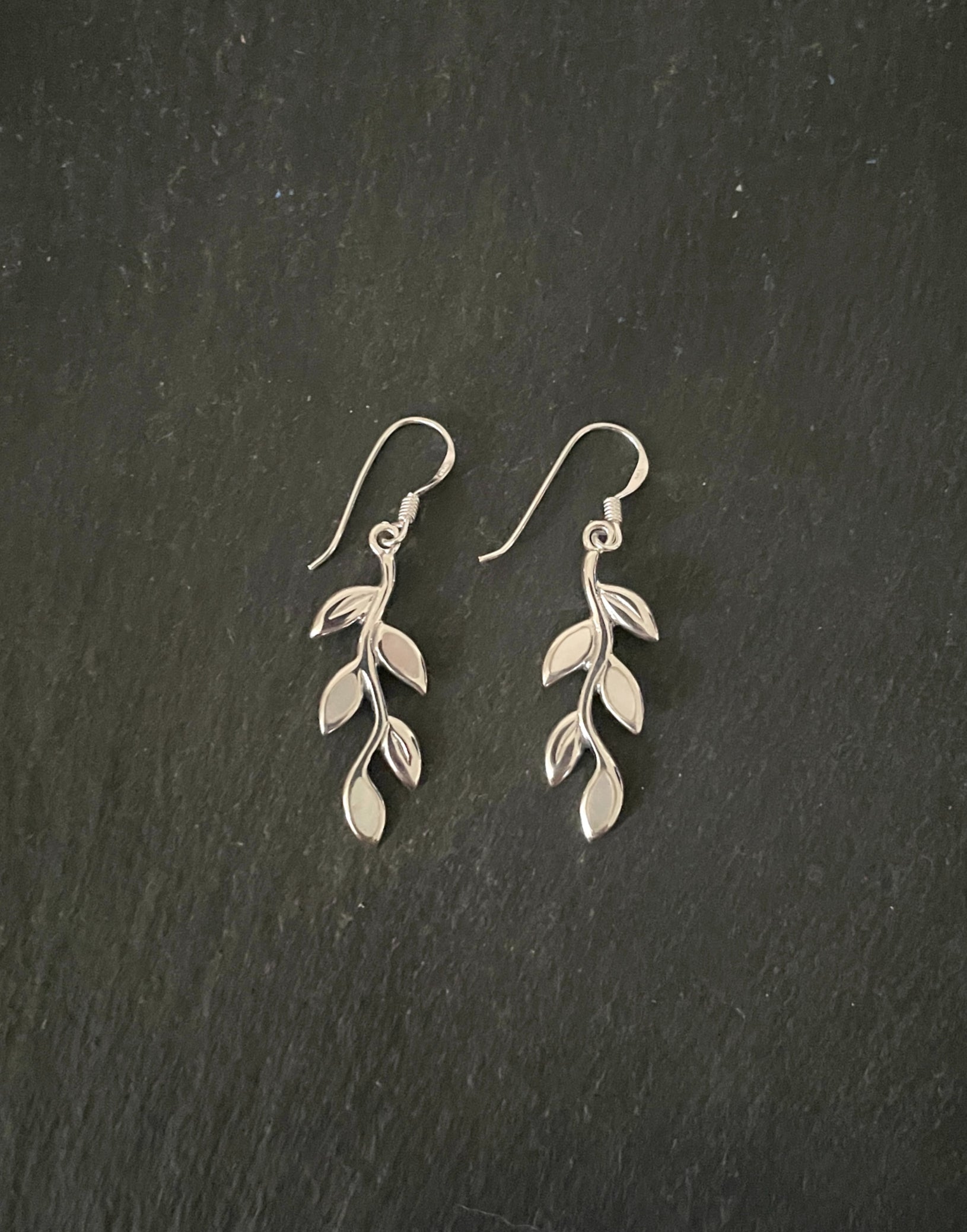 Mother Of Pearl and Silver Leaf Earrings image 0