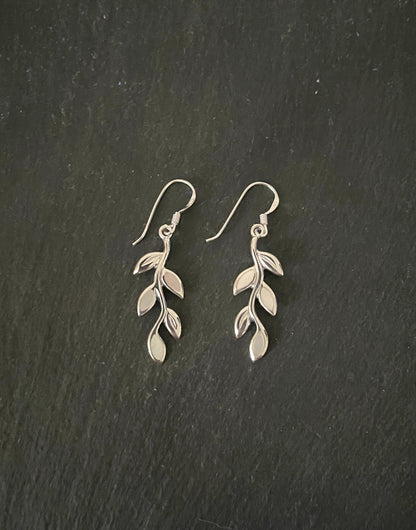 Mother Of Pearl and Silver Leaf Earrings image 0