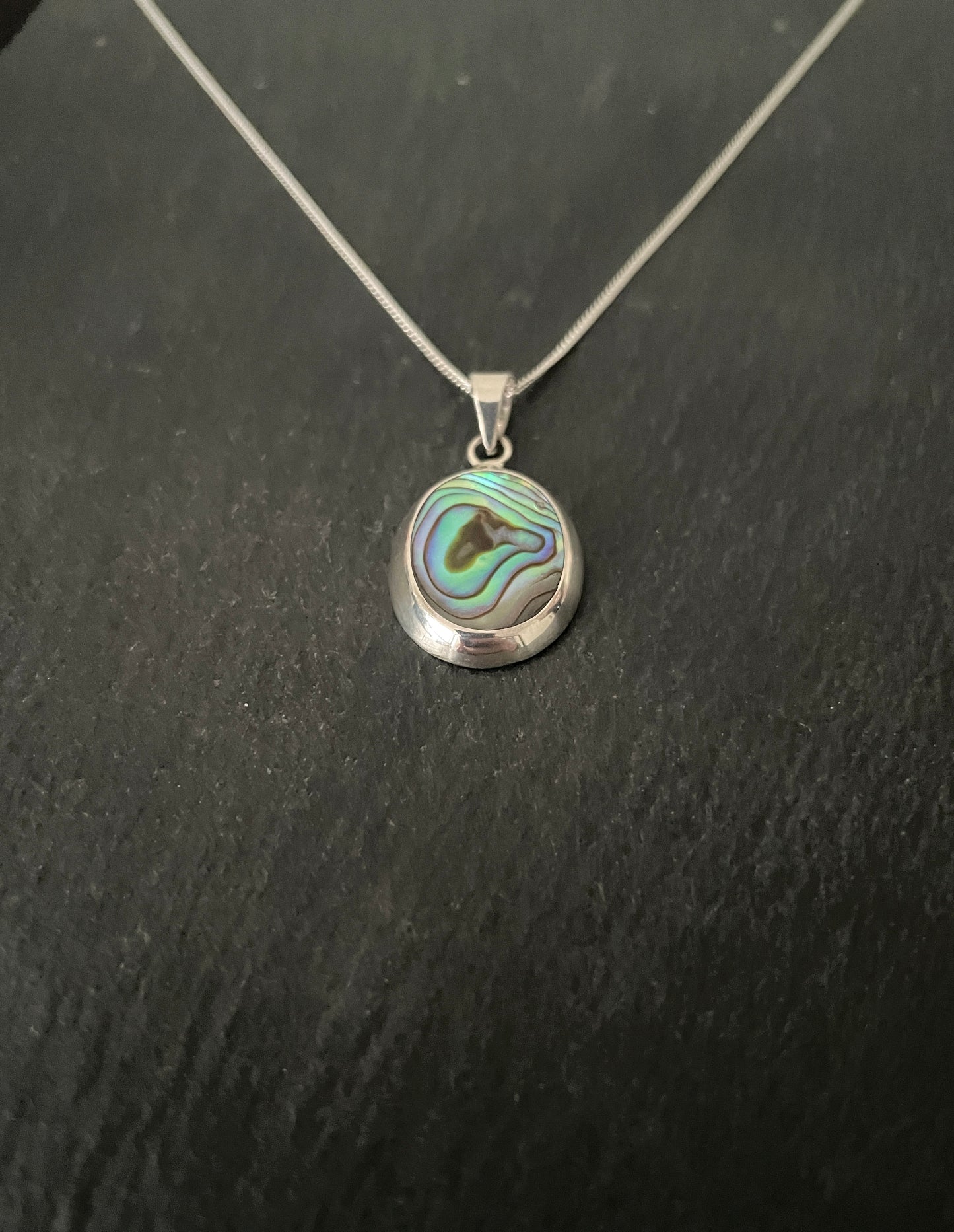 Paua Shell and Silver Oval Pendant image 1