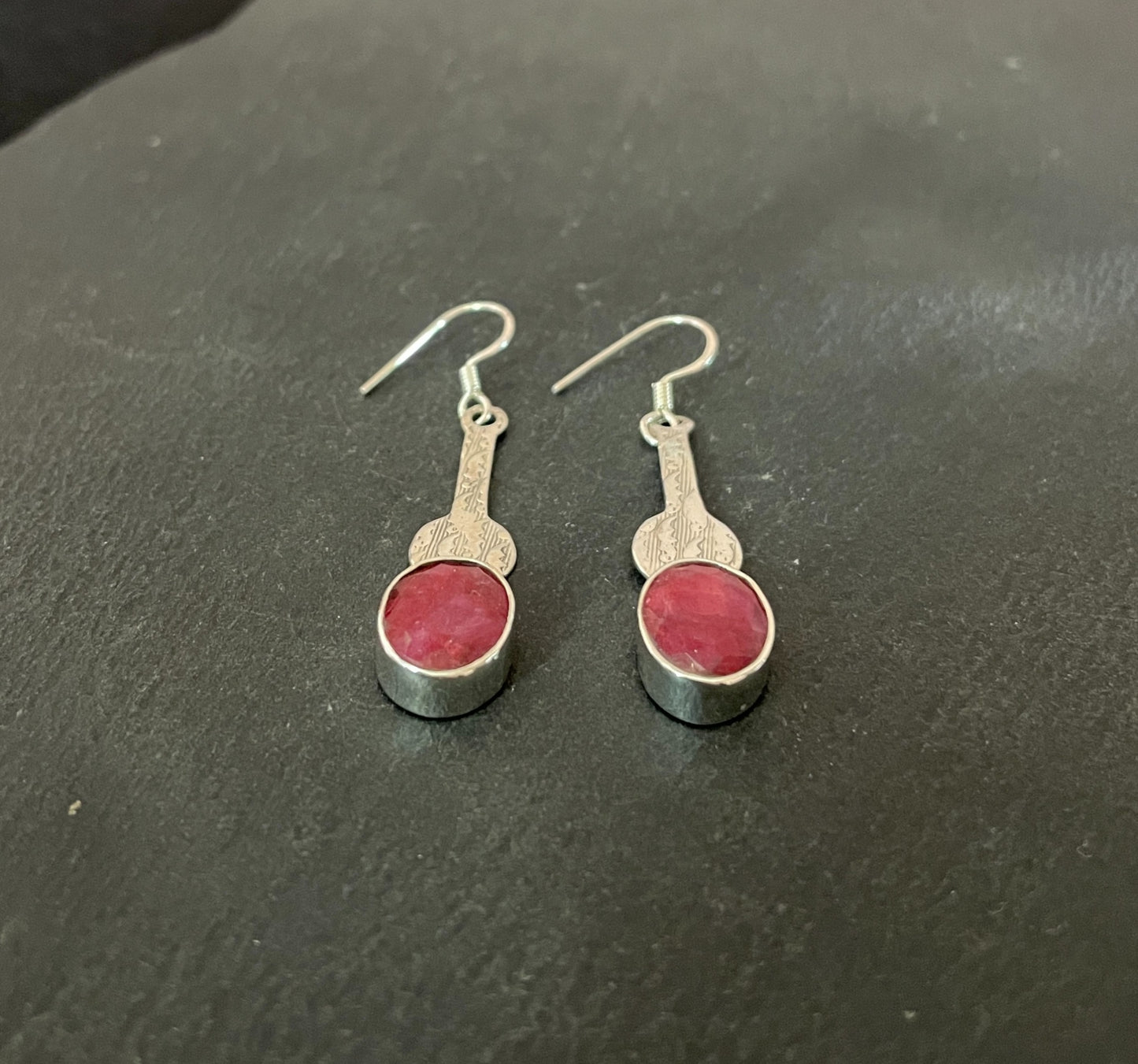 Ruby and Silver Drop Earrings image 1