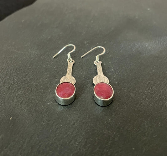 Ruby and Silver Drop Earrings image 1