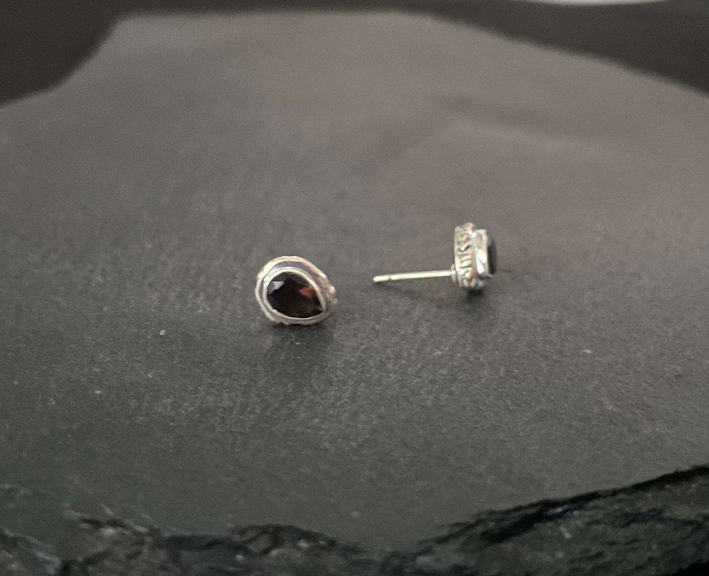 Smokey Quartz Teardrop Stud Earrings image 1