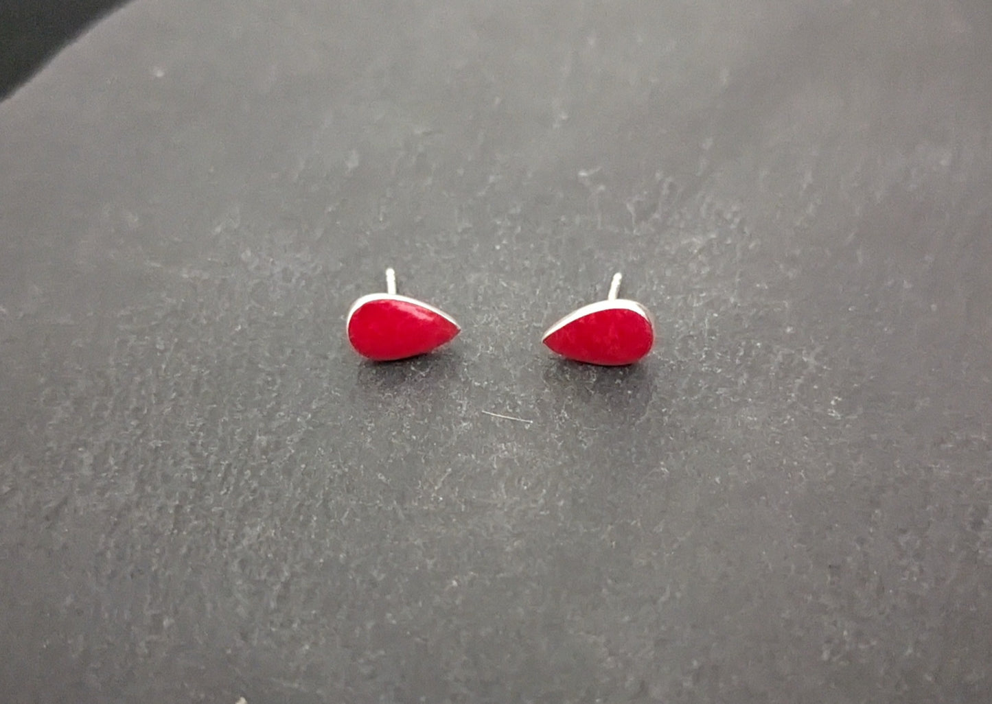 Coral Teardrop Stud Earrings image 0