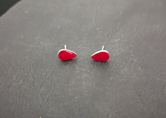 Coral Teardrop Stud Earrings image 0