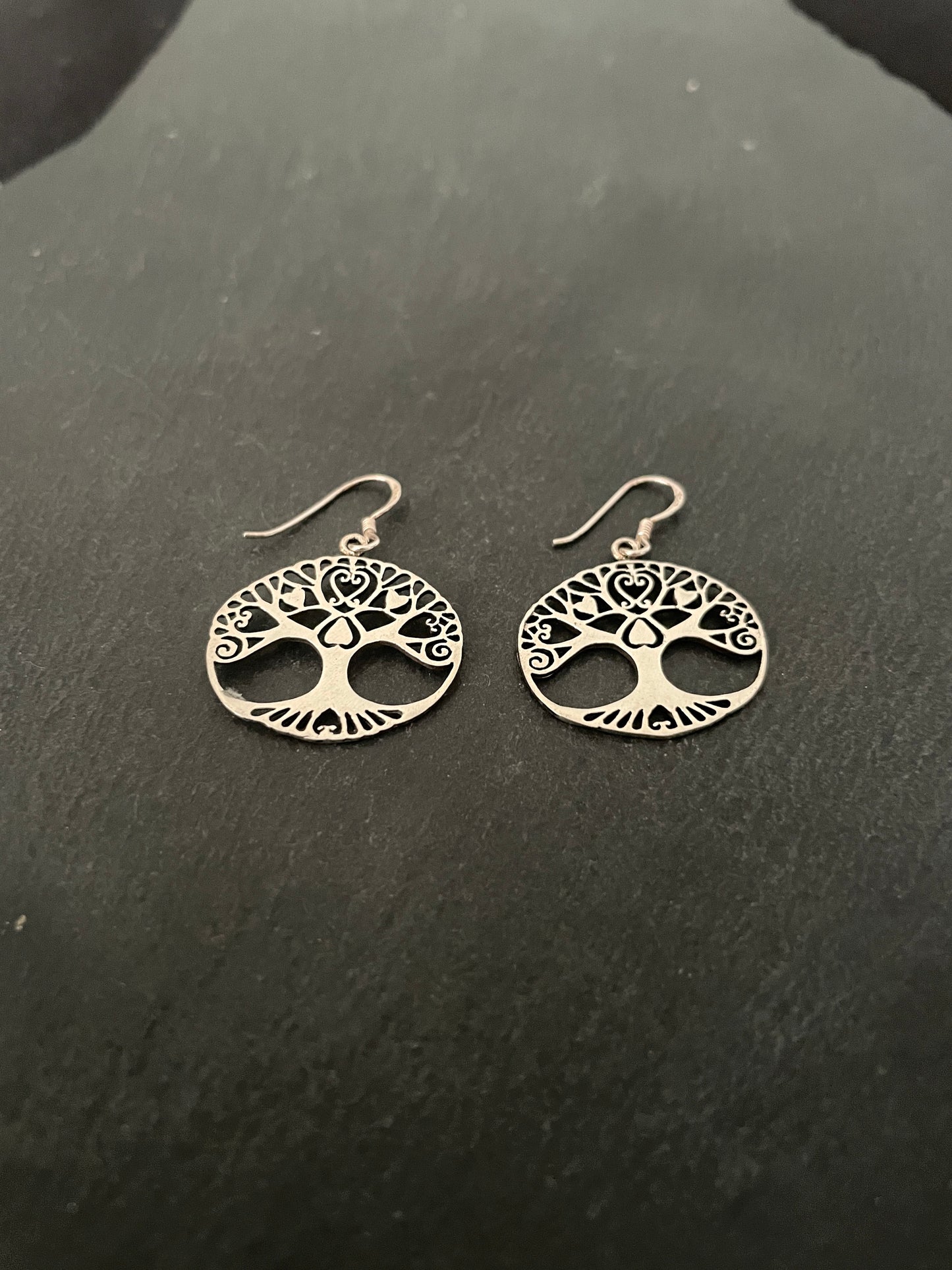 Oval Silver Tree Earrings image 1