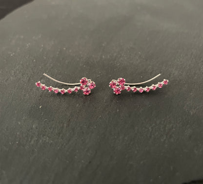 Flower Cubic Zirconia Ear Climbers image 1