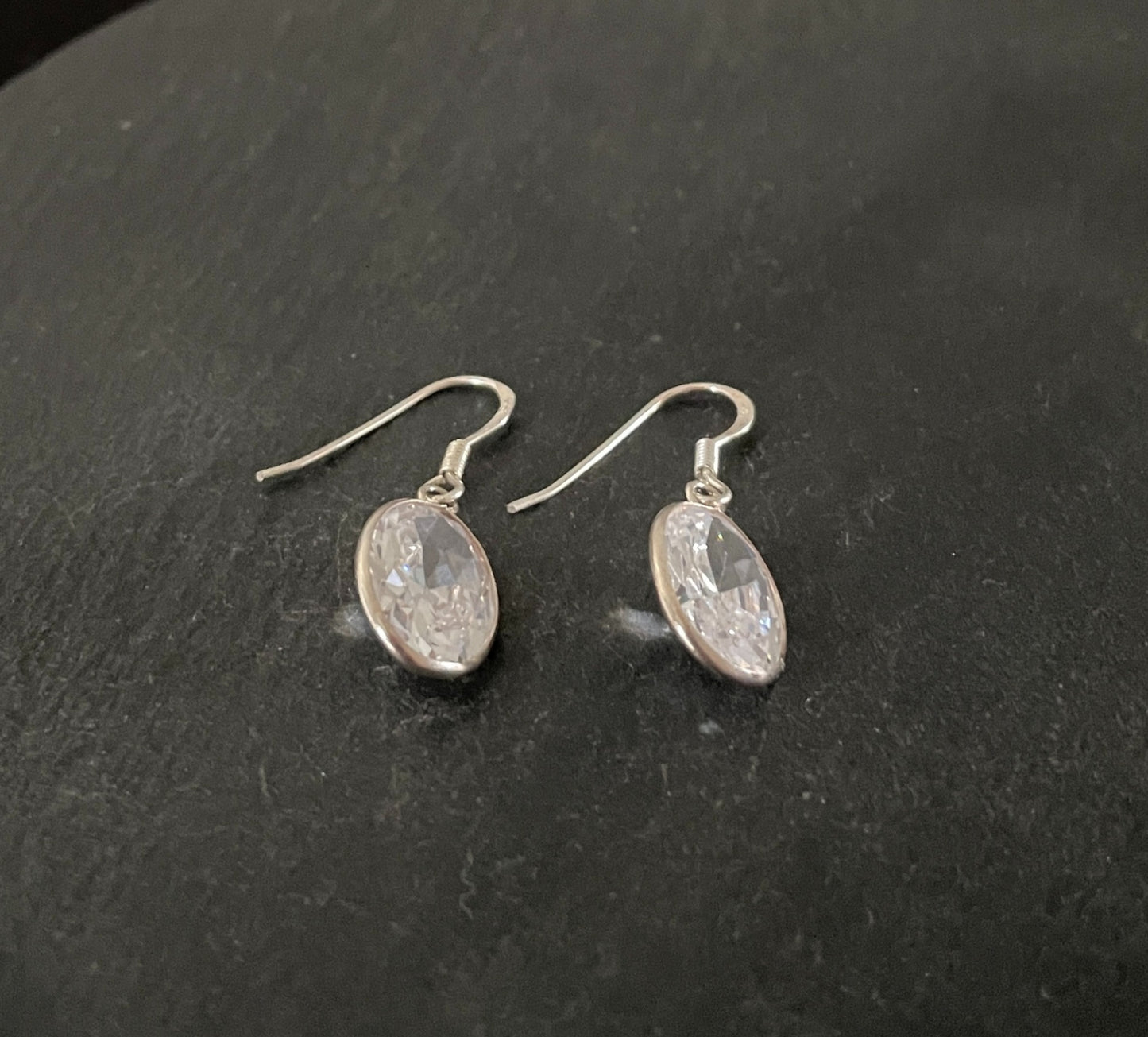 Cubic Zirconia Oval Drop Earrings image 1