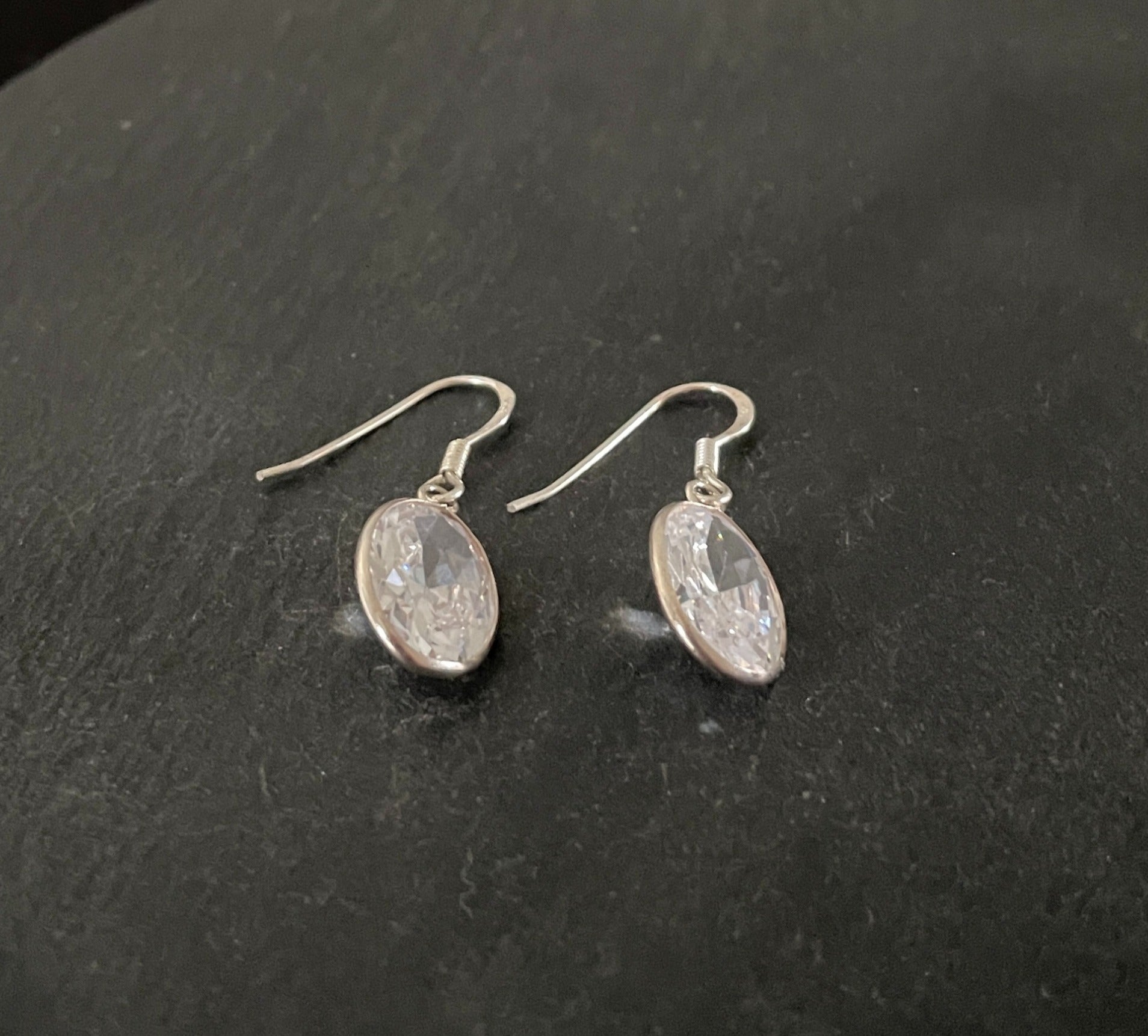 Cubic Zirconia Oval Drop Earrings image 1