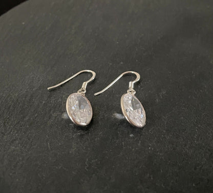 Cubic Zirconia Oval Drop Earrings image 1