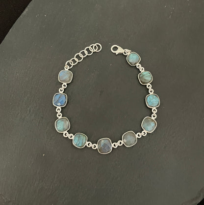 Labradorite and Silver Square Bracelet image 1