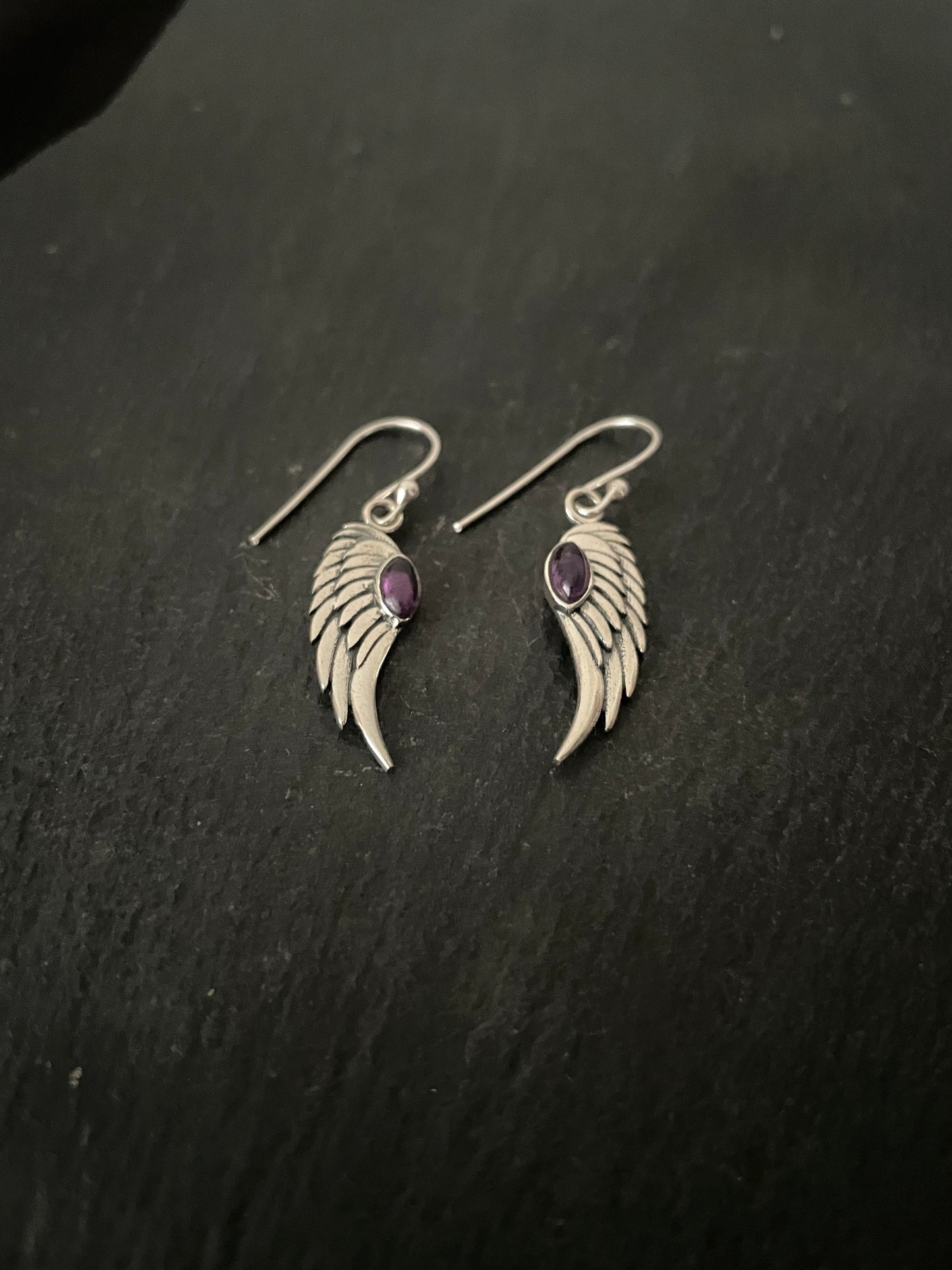 Amethyst Angel Wing Earrings image 1