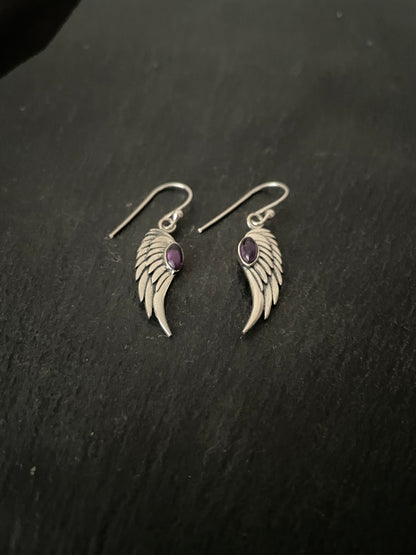 Amethyst Angel Wing Earrings image 1