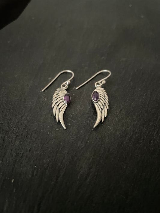 Amethyst Angel Wing Earrings image 1