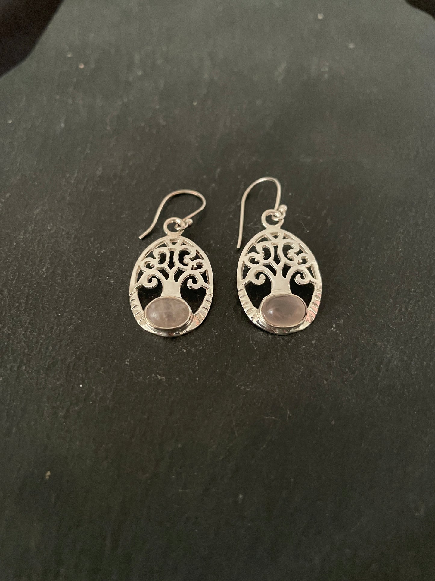 Rose Quartz Tree of Life Earrings image 1