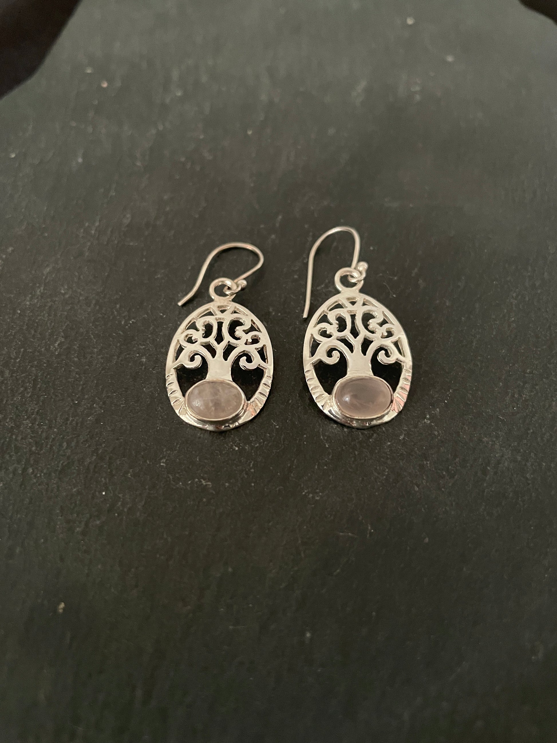 Rose Quartz Tree of Life Earrings image 1