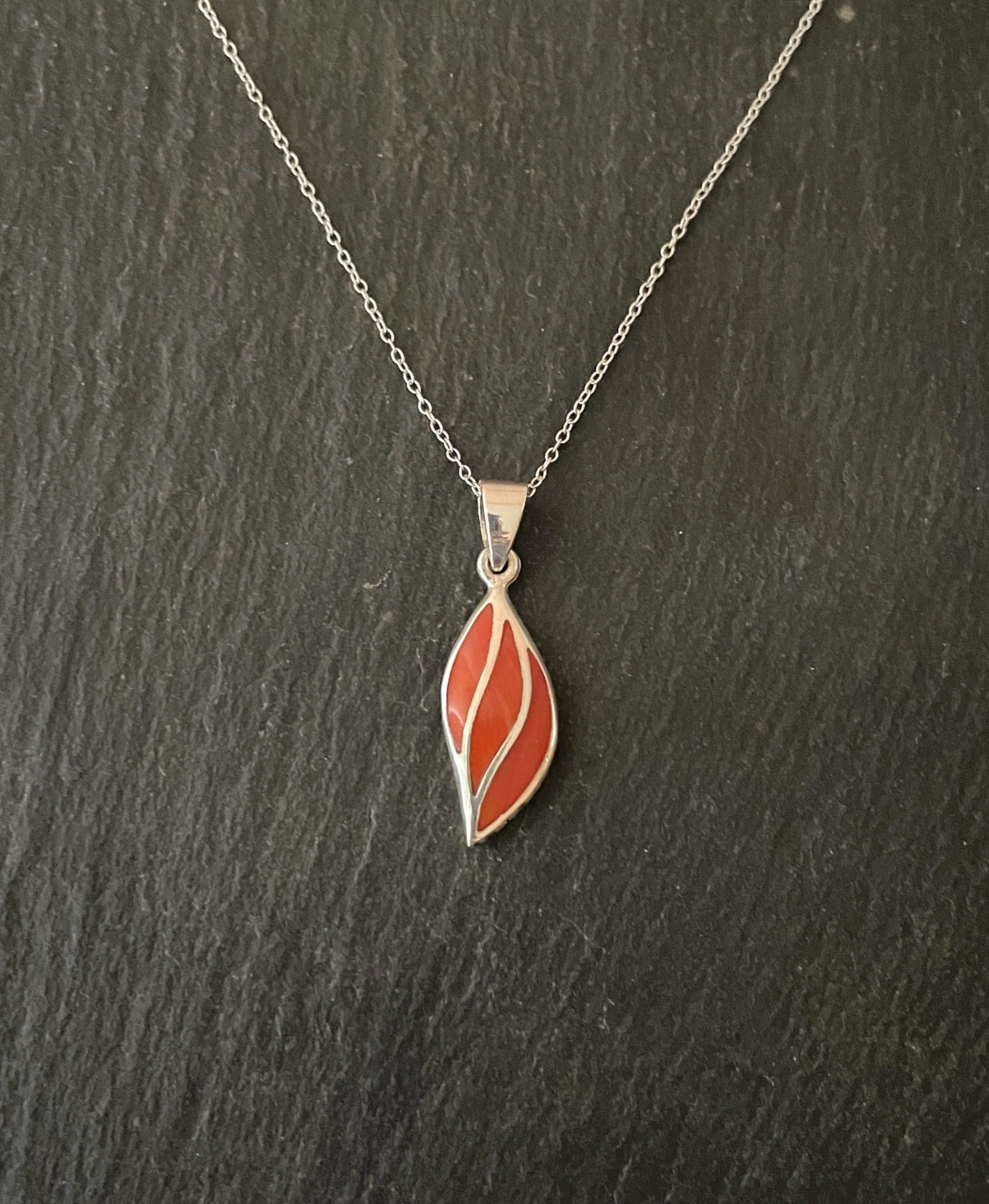 Coral and Silver Pendant image 0