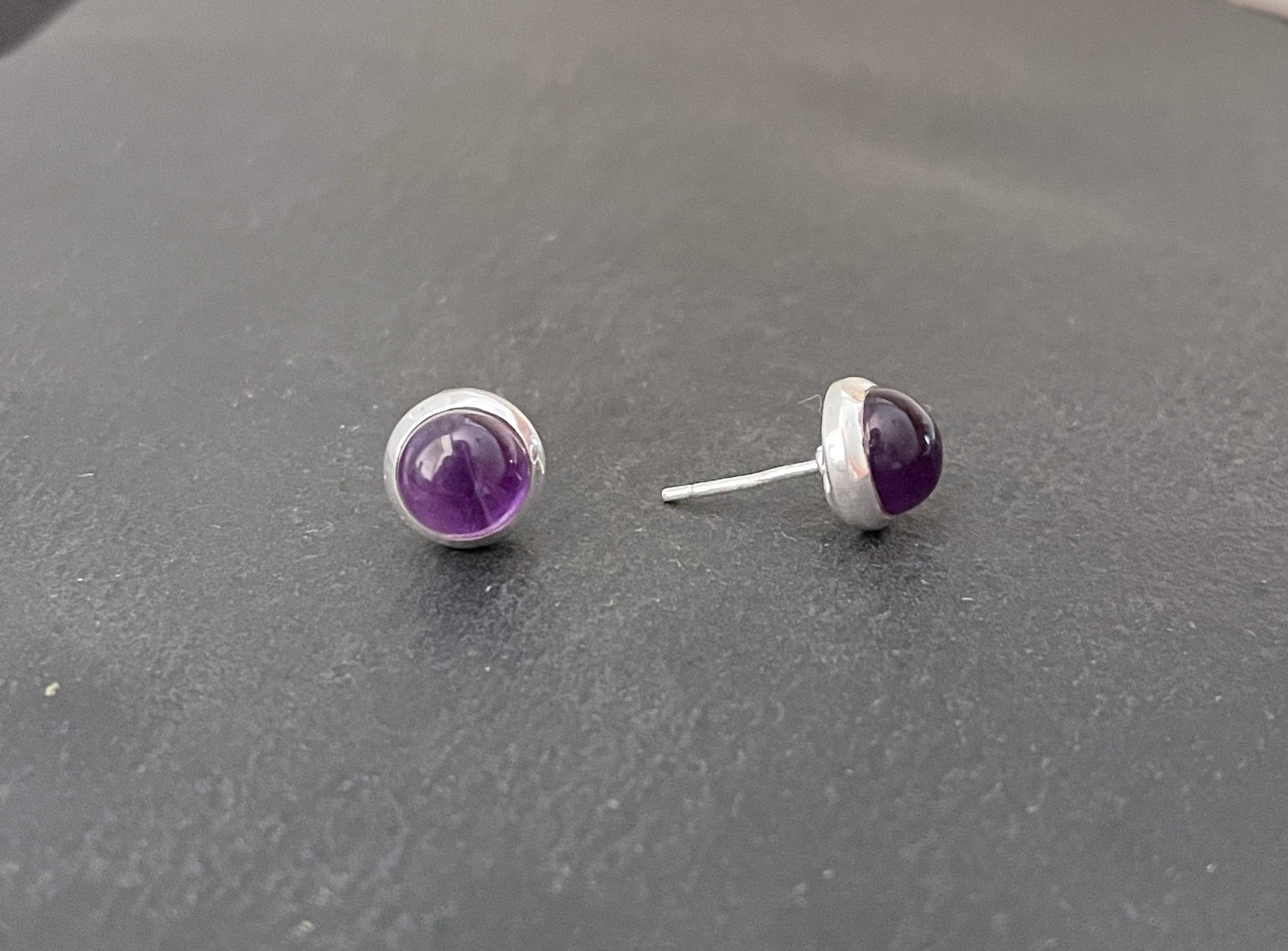 Amethyst Round Stud Earrings image 1