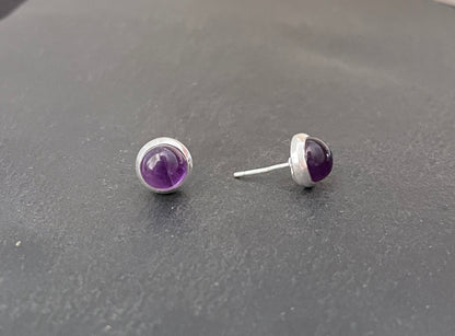 Amethyst Round Stud Earrings image 1