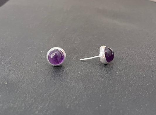 Amethyst Round Stud Earrings image 1