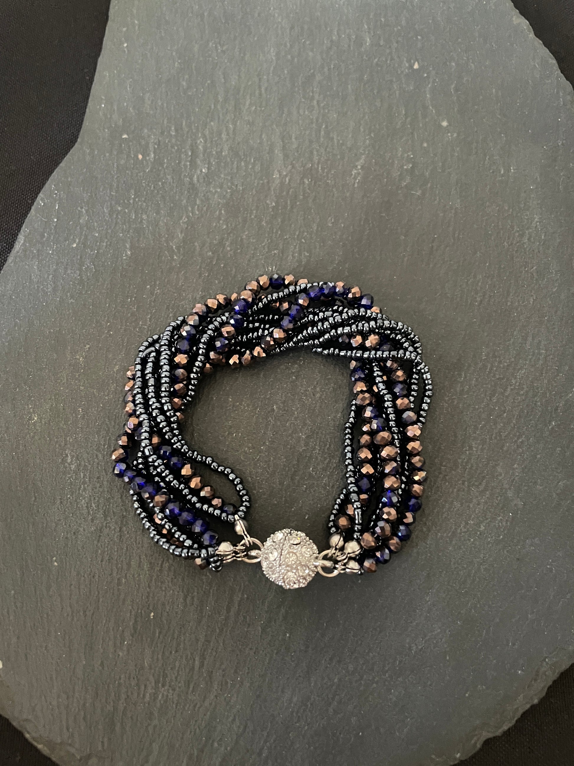 Blue Multi Row Coloured Round Bead Bracelet image 5