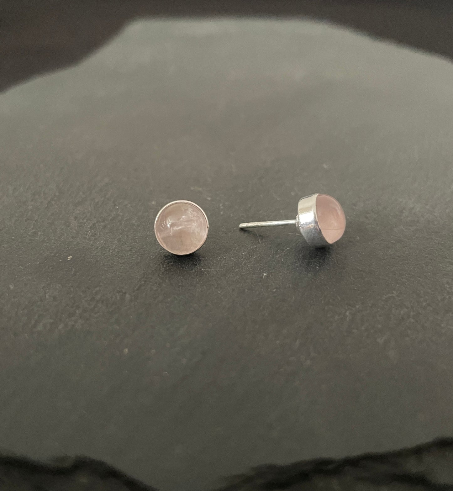 Round Rose Quartz Studs image 1