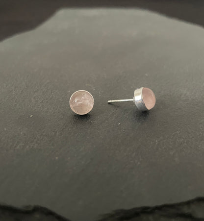 Round Rose Quartz Studs image 1