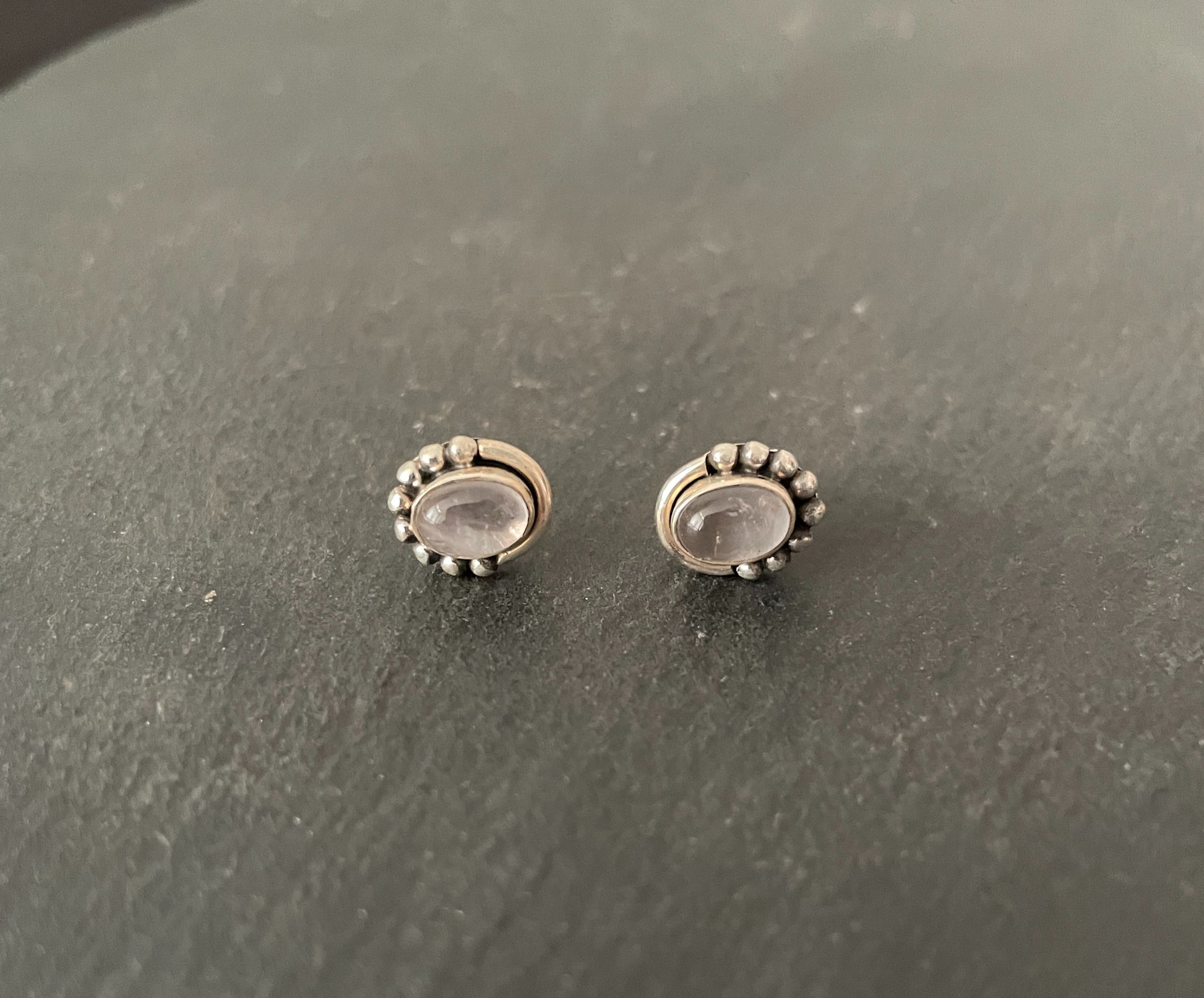 Oval Rose Quartz Studs image 0