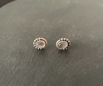 Oval Rose Quartz Studs image 0