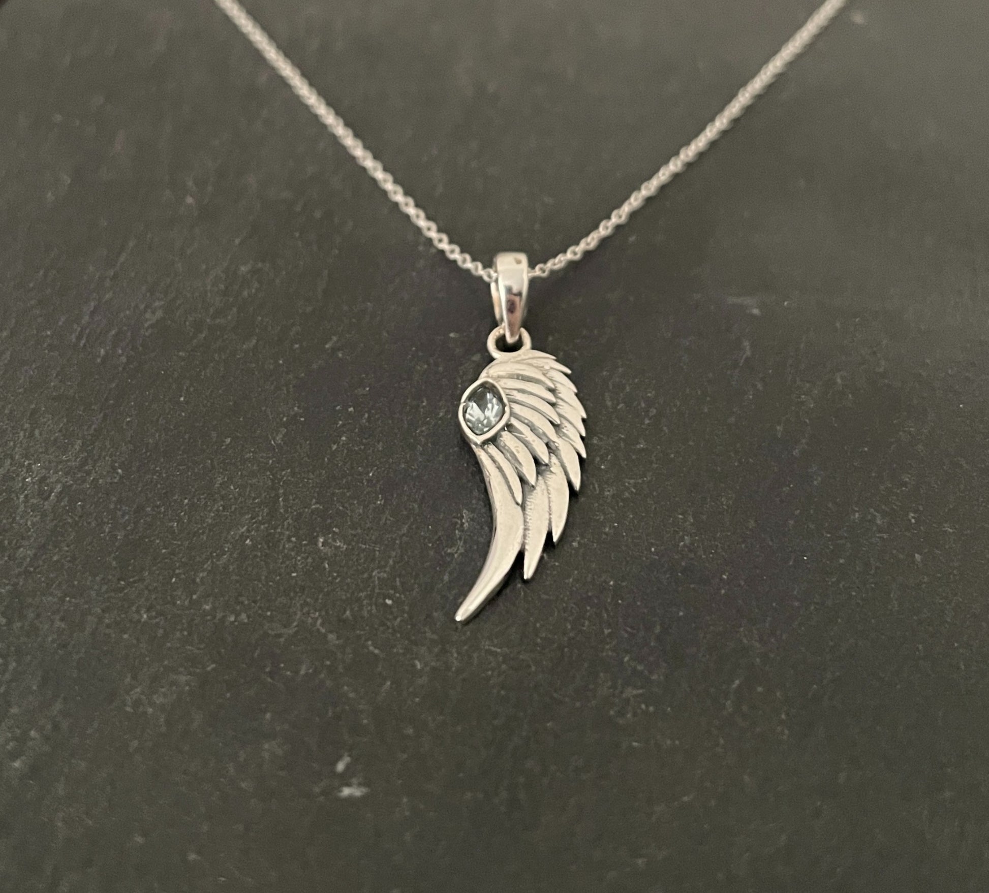 Blue Topaz Angel Wing Pendant image 1