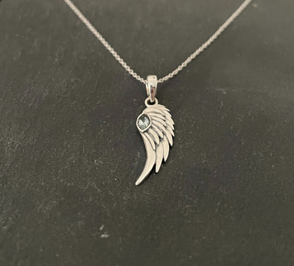 Blue Topaz Angel Wing Pendant image 1