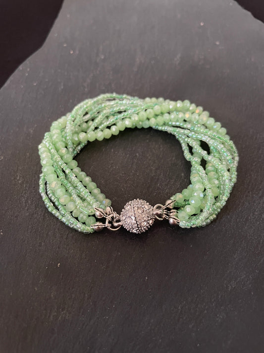 Green Multi Row Coloured Round Bead Bracelet image 0