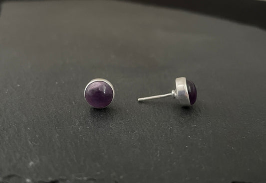 Amethyst Round Stud Earrings image 1