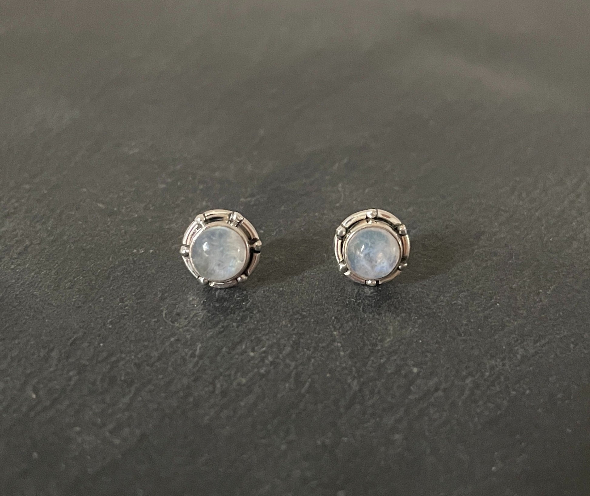 Moonstone Round Stud Earrings image 0