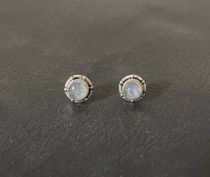 Moonstone Round Stud Earrings image 0