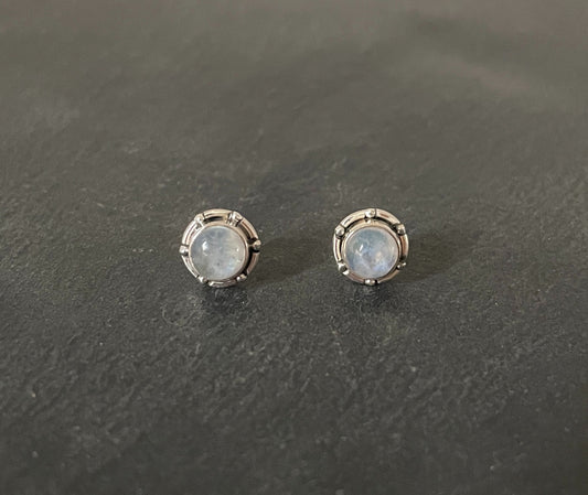Moonstone Round Stud Earrings image 0