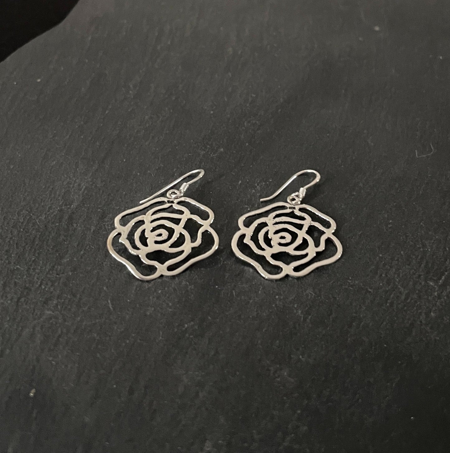 Silver Rose Earrings image 1