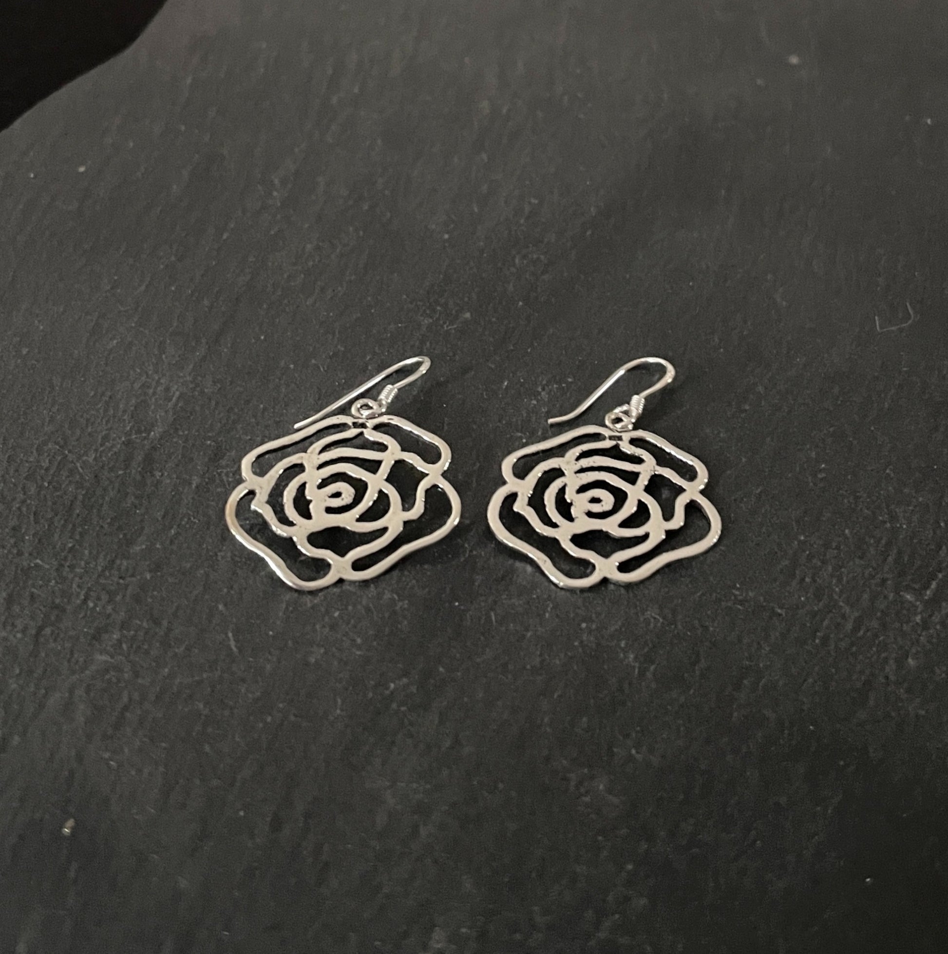 Silver Rose Earrings image 1