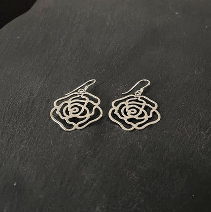 Silver Rose Earrings image 1