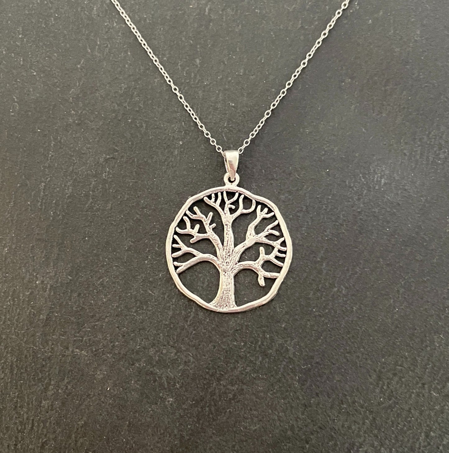 Round Silver Tree of Life Pendant image 0