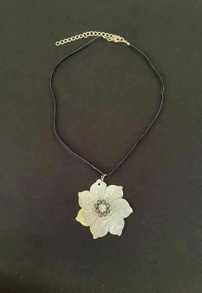Mother of Pearl and Hematite Flower Necklace image 1